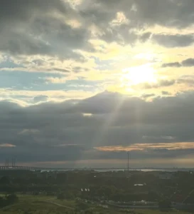 Solnedgång över Malmö och Öresund